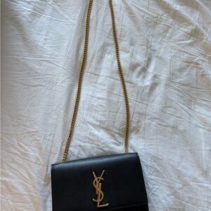 Yves Saint Laurent Black and Gold Crossbody Bag
